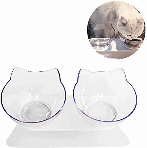 rayinblue - Doble Comederos Perros Gatos, Elevado Cuenco de Gato Plato de Mascota Ajustable en ángulo para Proteger la Columna Vertebral del Cuello para Gatos y Perros pequeños,comedero para mascotas