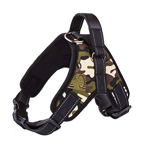 RCruning-EU Perros Pecho de Arnés Mascotas Reflectante Antitranspirante Acolchado Dog Vest Harness Ajustable Arnes Seguridad Chaleco Cabestro-Camouflage Green-L