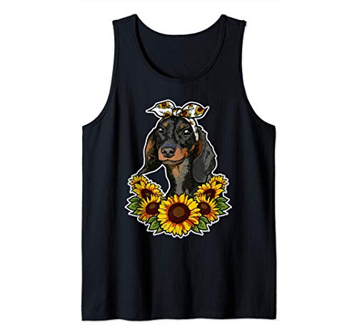 Regalo Para El Perro Decoración De Girasoles Dachshund Camiseta sin Mangas