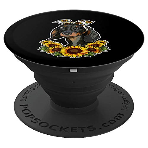 Regalo Para El Perro Decoración De Girasoles Dachshund PopSockets Agarre y Soporte para Teléfonos y Tabletas