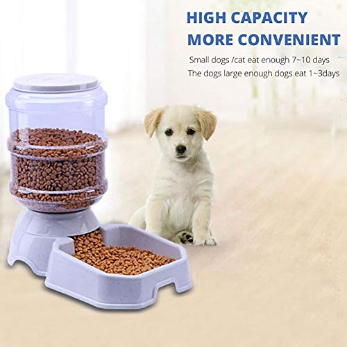 RIsxffp 3.8L Alimentador automático de Mascotas Perro Gato Bebedero Tazón Gran Capacidad Agua Alimentador Pink-Square-for Food