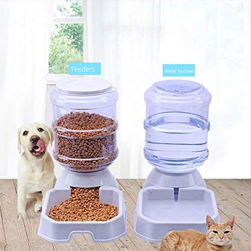 RIsxffp 3.8L Alimentador automático de Mascotas Perro Gato Bebedero Tazón Gran Capacidad Agua Alimentador Pink-Square-for Food