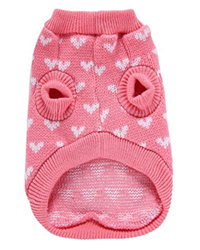 Ropa para Mascotas Suéter Invierno De Punto Amor Rosa De Cuello Sudadera Abrigo Perro Pequeño,Gatito Pink M