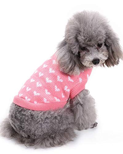 Ropa para Mascotas Suéter Invierno De Punto Amor Rosa De Cuello Sudadera Abrigo Perro Pequeño,Gatito Pink M