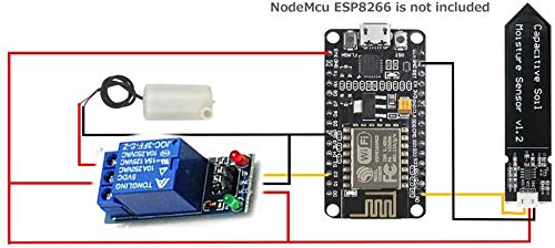 RUNCCI-YUN Sistema de Riego Automático DIY Kit para Arduino, 1 Canal 5V Relé Módulo + Sensor de Humedad del Suelo + Mini Bomba de Agua DC 3V 5V + 1M Tubería de Agua de PVC para Jardín Plantas Flor