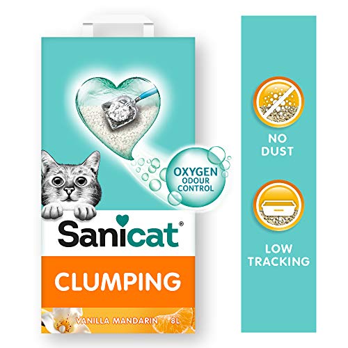 SANICAT Duo Arena Aglomerante para Gatos, Aroma a Vainilla y Mandarina - 8L