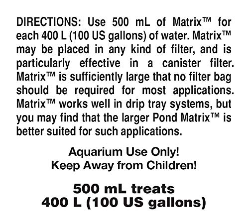 Seachem Matrix Filtro biológico, 500 ml, para acuarios de agua salada y dulce. Elimina amoniaco, nitritos y nitratos.