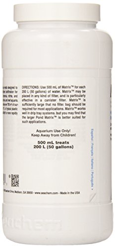 Seachem Matrix Filtro biológico, 500 ml, para acuarios de agua salada y dulce. Elimina amoniaco, nitritos y nitratos.