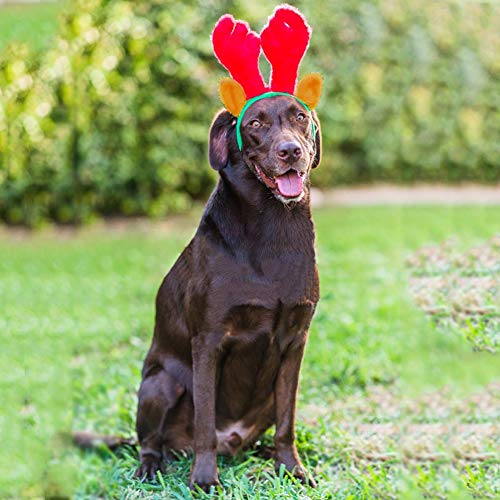 SEALEN Diadema con Forma de Cornamenta de Renos de Disfraces para Perros y Gatos, Gorros Ajustables de Cuernos de Caribú, Accesorio de Disfraces para la Fiesta Navideña de Cosplay (S)