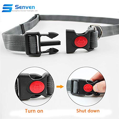 Senven® Correa para Perros Manos Libres con Costuras Reflectantes, Cinturones de Cintura Ajustables y Correas Elásticas de Doble Manija, para Correr, Caminar, Trotar (Gris Verde)