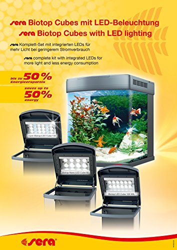 Sera 31152 Mondi Biotop LED Cube 130 XXL un 130 L Agua Dulce de Acuario Completo con iluminación LED y Filtración.