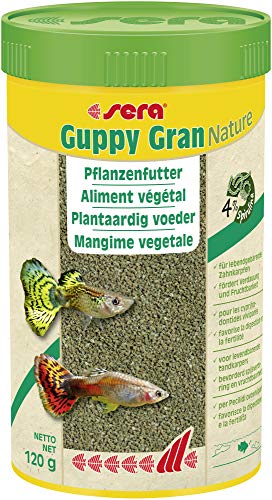 Sera Guppy Gran Alimento de Plantas o pienso Vegetal para Peces, granulado Blando de Lento hundimiento para Guppy, Espada, Platy, Molly y pez Mariposa