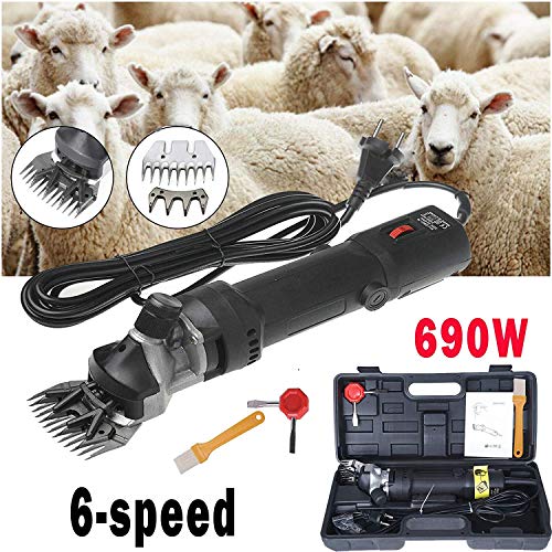 Sinbide 690W Maquina de Esquilar Eléctrica para Oveja Tijeras Máquinas para Esquiladora Tijeras de Lana Ovino Alpaca 6 Velocidades Ajustables Cuidado del Oveja (A-Negro)