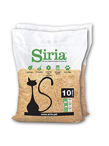 Siria 20 litros~8,6 Kg (Set 2 Bolsas de 10 litros~4,3 Kg) Arena para Gatos Vegetal y Aglomerante