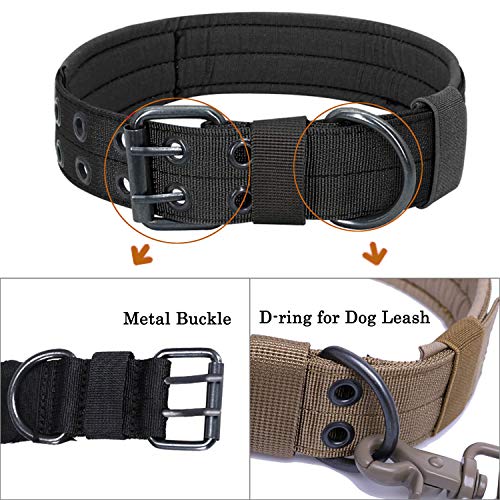 S.Lux Collares de Perro de Nylon, Anti-Desgaste Entrenamiento táctico al Aire Libre Cinturones de Perro de led Collar de Perros Grandes Negro Verde Marrón Collar para tu Perro (Caqui, M)