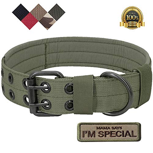 S.Lux - Collares tácticos para perros, nailon militar ajustable con hebilla de metal en D para entrenamiento de perros, colección de collares de martingala clásicos de color sólido