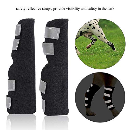 Smandy 2 Unids Perro Patas traseras Tirantes Canine Hind Hock Mangas Envolturas de articulaciones con Correas Reflectantes de Seguridad para Lesiones articulares Protección de esguince(XS)