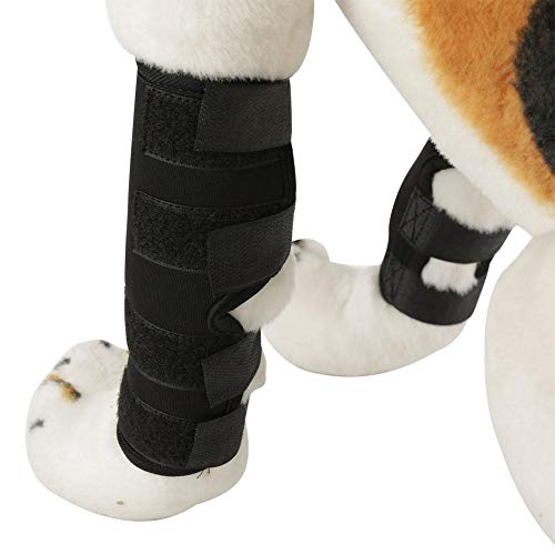 Smandy Almohadillas para la Rodilla del Perro, 1 par de Perro Patas traseras Brace Mascota Lesión quirúrgica Vendaje del Vendaje Cura Protector de la Herida(Negro, m)