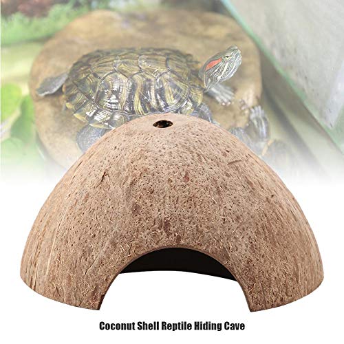 Smandy Cueva de Reptiles, Tortuga de cáscara de Coco Segura y Natural Mascotas para la casa Refugio Refugio Decoraciones para acuarios para lagartijas, arañas, Peces, Reptiles, Anfibios