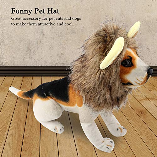 Socialme-EU Disfraz Decorativo Animal Sombrero de Perro Gorro Divertido de Invierno Estilo León Lindo Peluca de Mane Traje de Fiesta Halloween(L)