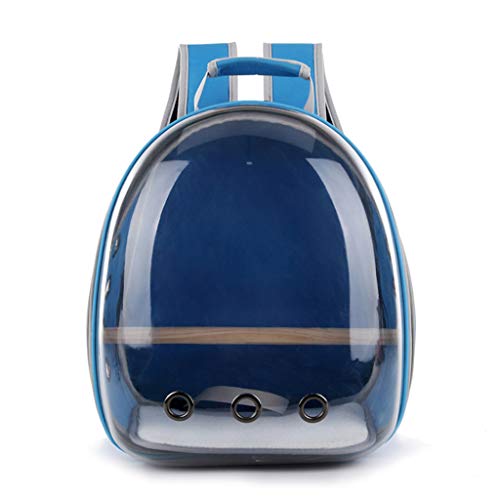 Space Capsule Mochila transparente para transportar loros de mascotas, bolsa de viaje transpirable de 360 ° Mochila, bolsos azul claro