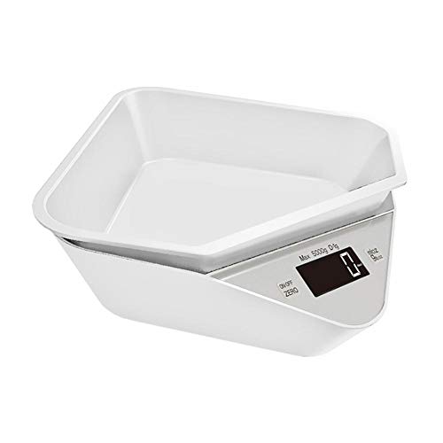 Sue Supply - Cuenco Digital para Mascotas, medidor de Peso y Comedor, para cocinar Alimentos y Mascotas, Color Negro y Blanco, 5 kg