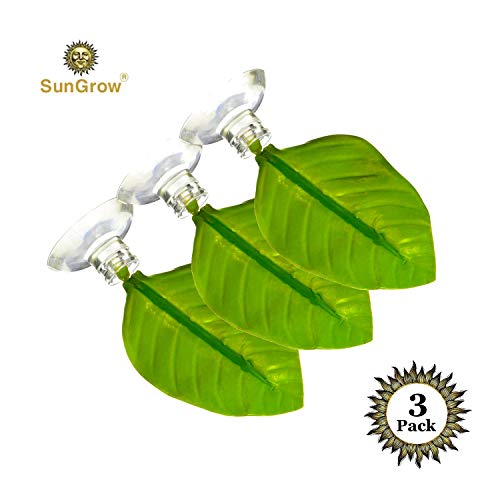 SunGrow Hamacas de hojas para peces Betta, 6 pulgadas, punto de descanso ligero y realista, cama de plástico verde oscuro, cómodo, fácil de acoplar, ventosas incluidas, paquete de 3