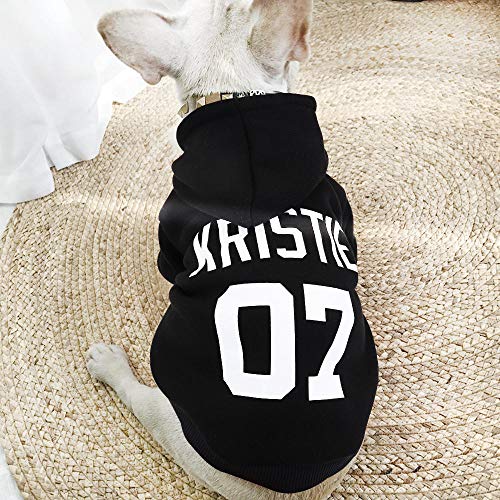 SYQY Ropa para Mascotas Personalizada para Perros Bulldog francés de Invierno Perros pequeños Ropa para Perros Ropa para Perro Nombre Personalizado No. Sudaderas con Capucha-Black_XXL