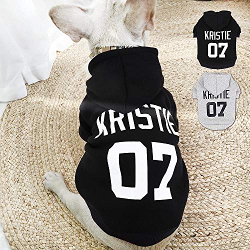 SYQY Ropa para Mascotas Personalizada para Perros Bulldog francés de Invierno Perros pequeños Ropa para Perros Ropa para Perro Nombre Personalizado No. Sudaderas con Capucha-Black_XXL