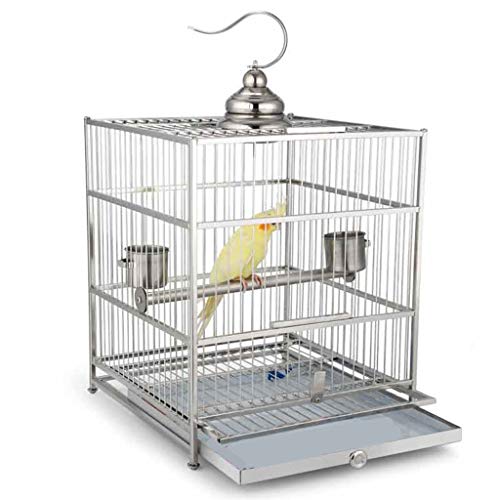 SZQ-jaula Tienda de mascotas jaula del animal doméstico, cuadrado del metal de la jaula Finch Canarias jaula del pájaro del loro portátil al aire libre Jaula Jaula ornamental 36 * 36 * 46cm periquitos