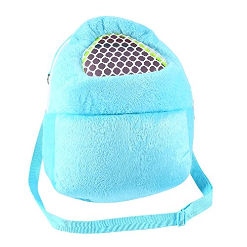 Tbest Bolsa de Transporte para Mascotas, Bolsa Bandolera de Transporte de Perros Hámster Rata Gato Conejo Mochila Carrier Mochila Erizo Chinchilla Ferret para Viajar al Aire Libre,21 * 25 cm(Azul)