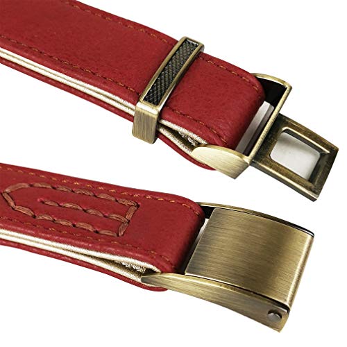 Tineer Ajustable Collar de Perro de Cuero básico clásico - Cinturón de Seguridad de la Hebilla Suave para el Medio Perro Razas Pequeñas Uso Diario (L(Neck 13.7-20.4''), Rojo)