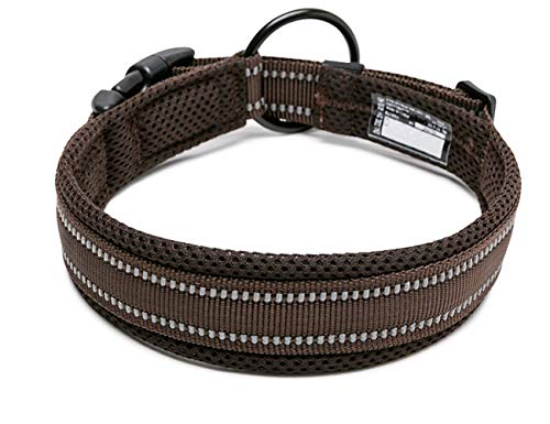 Tineer Ajustable Nylon Collares de Perro Acolchado Suave Collar Reflectante para el Entrenamiento del Perro al Aire Libre cómodo Collar de Mascotas para Todas Las Razas (S (35-40cm), marrón)