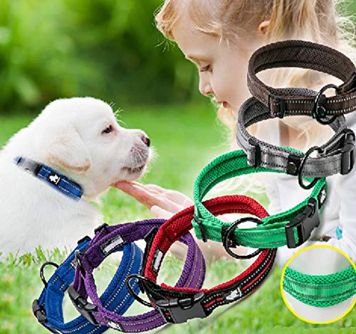 Tineer Ajustable Nylon Collares de Perro Acolchado Suave Collar Reflectante para el Entrenamiento del Perro al Aire Libre cómodo Collar de Mascotas para Todas Las Razas (S (35-40cm), marrón)