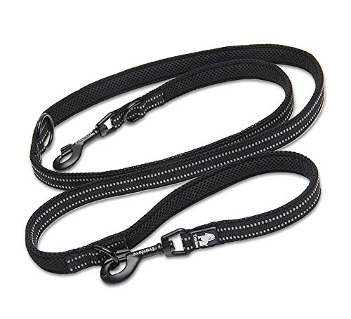 Tineer Pet Ajustable 2 Perros Manos Libres de Nylon Multifuncional Correa de Plomo Reflexiva para Perros de Entrenamiento para Caminar Correas para Perros (M, Negro)