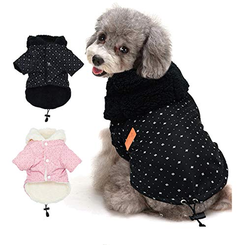 Tineer Pet Puppy Little Star Coat, Perro de Mascota Cálido Invierno Ropa Cachorro Suéter Ropa Ropa para Perros (M, Negro)