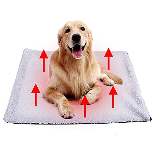 Tolyneil Cojín de calefacción para Mascotas Perros Gatos Cojín Estera Cama Sin Manta eléctrica Súper Suave Cachorro Gatito Manta Cerrada Capa Reflectante de Calor Size 90x64cm