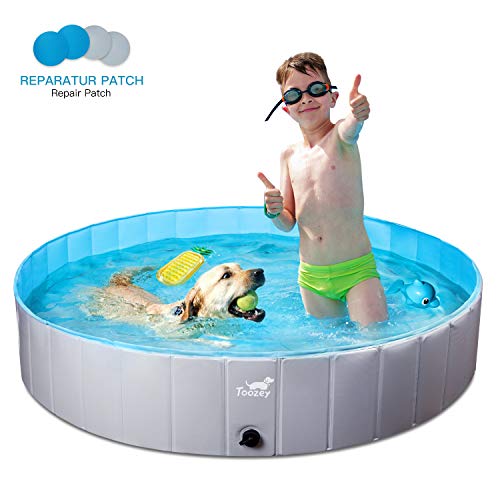 Toozey Piscina para Perros Grandes y Pequeños, 80cm / 120cm / 160cm Piscinas para Perros Plegable, Antideslizante, Piscina para Perros 100% Seguro y No Tóxico, 1 + 4 Años de Garantía