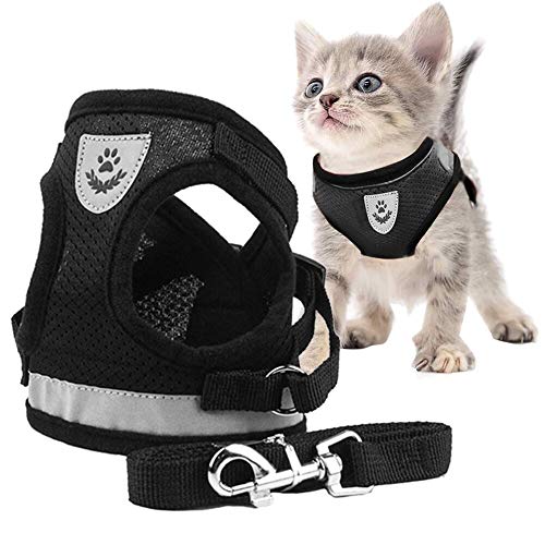 Toulifly Arnés Gato,Arnés para Gatos,Arnés y Correa para Gato,Cat Harness,Cat Vest Harness, Ajustable Respirante Pequeña Chaleco para Cachorros, Perros Pequeños y Gatos (S)