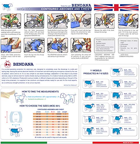 Traje postoperatorio para Perros y Gatos, Protege heridas y Vendajes, Garantiza higiene, Limpieza y Libertad de Movimiento. Modelo 001 - Abdomen y tórax Entallado (XS)