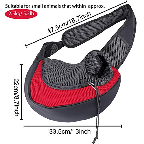 Transportín para Perros, Bolsa Bandolera de Transporte para Llevar Perrito Gatito Mascota Pequeño Correa de Hombro Acolchada Ajustable Tote Bag con Bolsillo Delantero Viajes Puppy Carrier 2.5kg/5.5LB