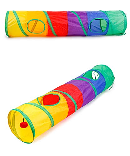 Túnel para Gatos, Juguete del Gato Túnel Extensible Plegable Gato Jugar Túnel Casa del Laberinto del Juguete con Pompón para Gato Gatito Cachorro Conejo