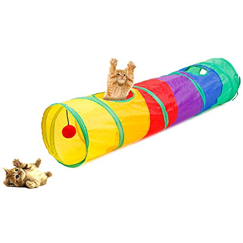 Túnel para Gatos, Juguete del Gato Túnel Extensible Plegable Gato Jugar Túnel Casa del Laberinto del Juguete con Pompón para Gato Gatito Cachorro Conejo