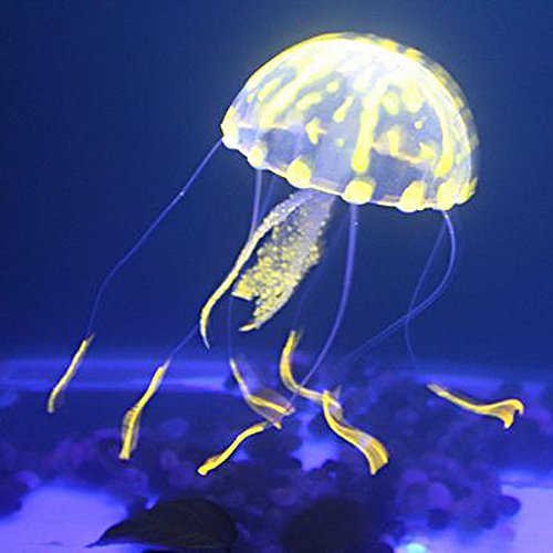 UEETEK 5pcs que brillan intensamente las decoraciones artificiales del tanque de pescados del acuario de las medusas del efecto - tamaño S (azul / verde / amarillo / púrpura / color de rosa)