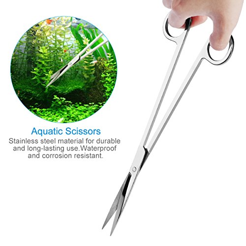 UEETEK Aquarium Aquascaping Kit 5 en 1 acero inoxidable acuario tanque planta acuática herramientas conjuntos pinzas tijera espátula