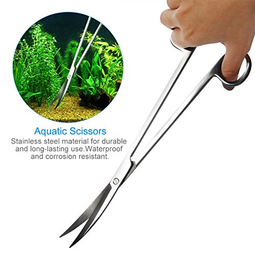 UEETEK Aquarium Aquascaping Kit 5 en 1 acero inoxidable acuario tanque planta acuática herramientas conjuntos pinzas tijera espátula