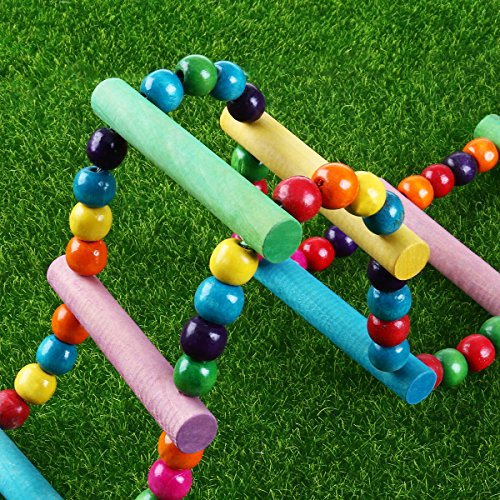 UEETEK Juguete de ave colorida escalera, escaleras Flexible 12 puente de arco iris madera columpios para loros mascotas Trainning (Color al azar)