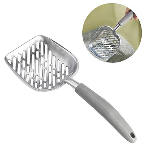 UEETEK Pala de basura para gatos,El metal de aluminio durable se dispersó la cucharada con el mango largo gomoso cómodo agarre para el gatito del gato del animal doméstico, 35 * 15CM (L * W)