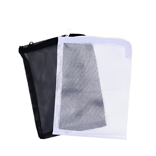 UKCOCO 10 Piezas Bolsas de Filtro de Acuario, Nylon Cordón Filtro de Malla Bolsa, Bolsa de Red de Filtro de Tanque de Pescado de Reutilizable para Jardín Estanque, 15 x 20CM (Blanco y Negro)