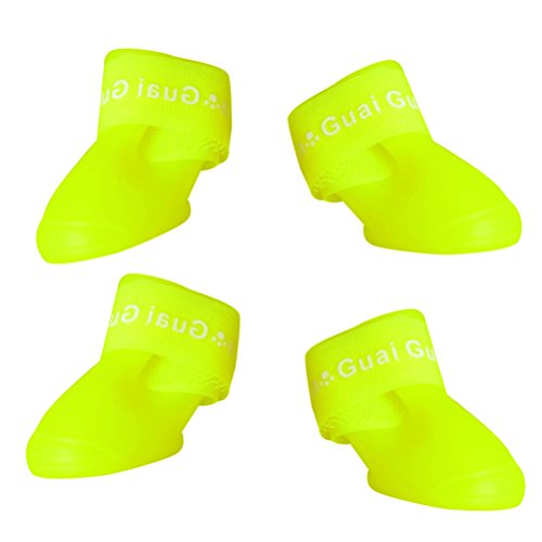 UKCOCO Botas para Perro Perrito Cachorro Mascota Zapatos Antideslizante Botas de Nieve Lluvia Botas Impermeables- Talla S (Amarillo)